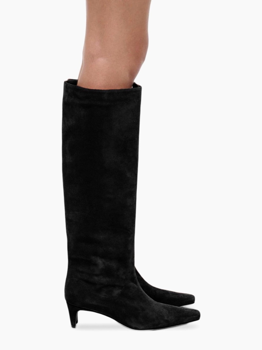 STAUD Wally Knee High Boot in Black Suede